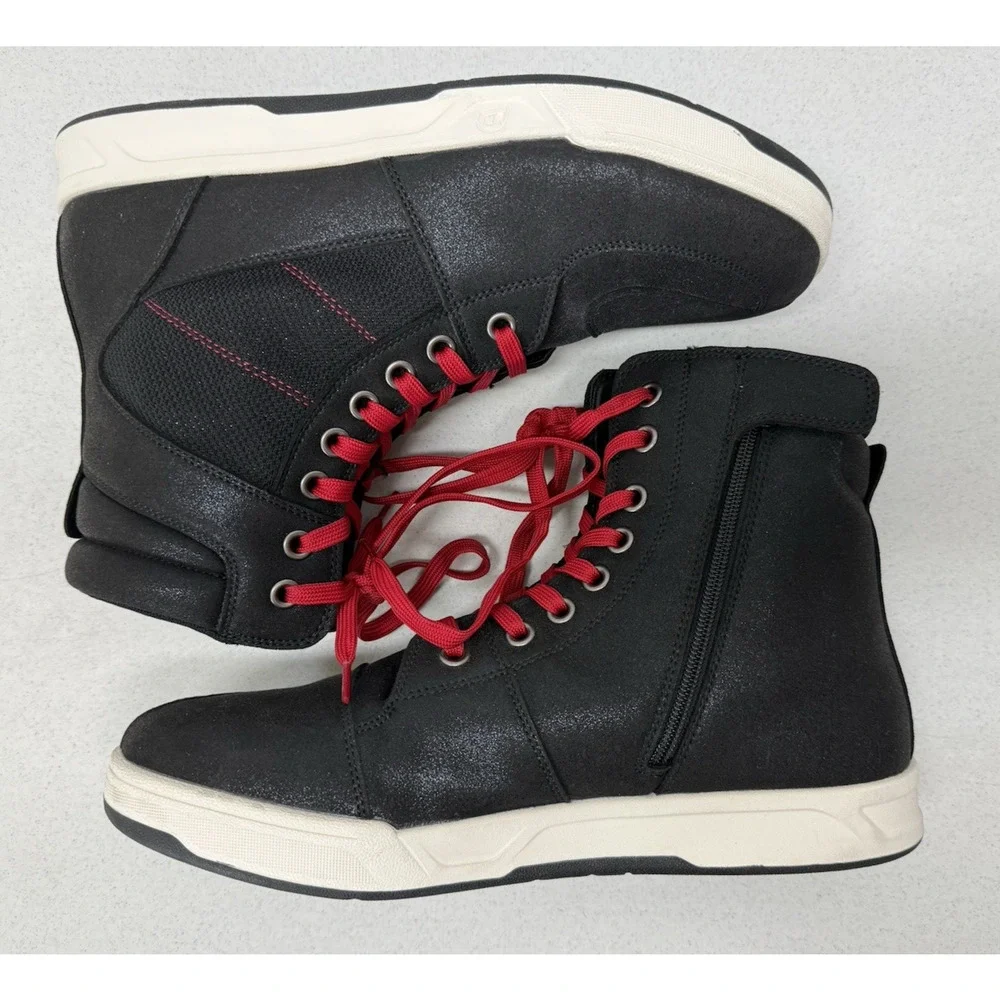 IRON JIAS JIA-XZ001 Motorcycle Shoes Mens 12.5 Ankle Protective Gear Black Red